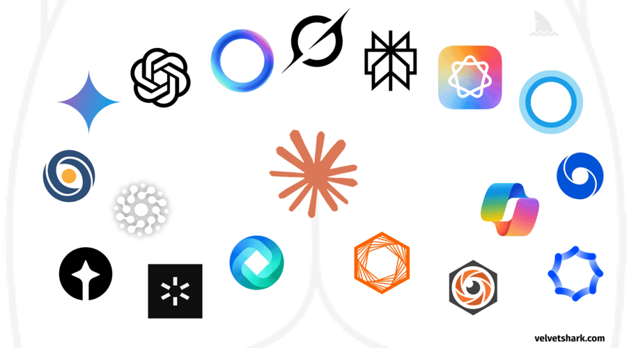 Collection de logos d’entreprises vendeuses d’IA, ressemblant tous à des anus